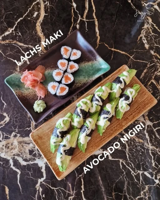 Lachs Maki und Avocado Nigiri bei SIYU